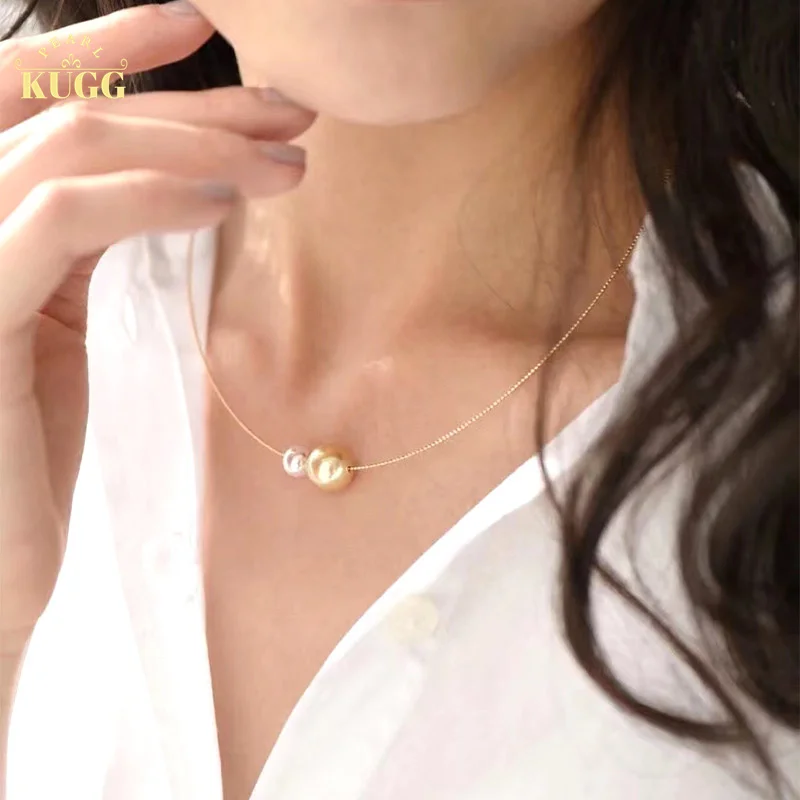KUGG PEARL 18K Yellow Gold Necklace Natural South Sea Gold Pearl Torques Fashion Akoya Women INS Style Chain
KUGG PEARL 18K Yellow Gold Necklace Natural South Sea Gold Pearl Torques Fashion Akoya Women INS Style Chain