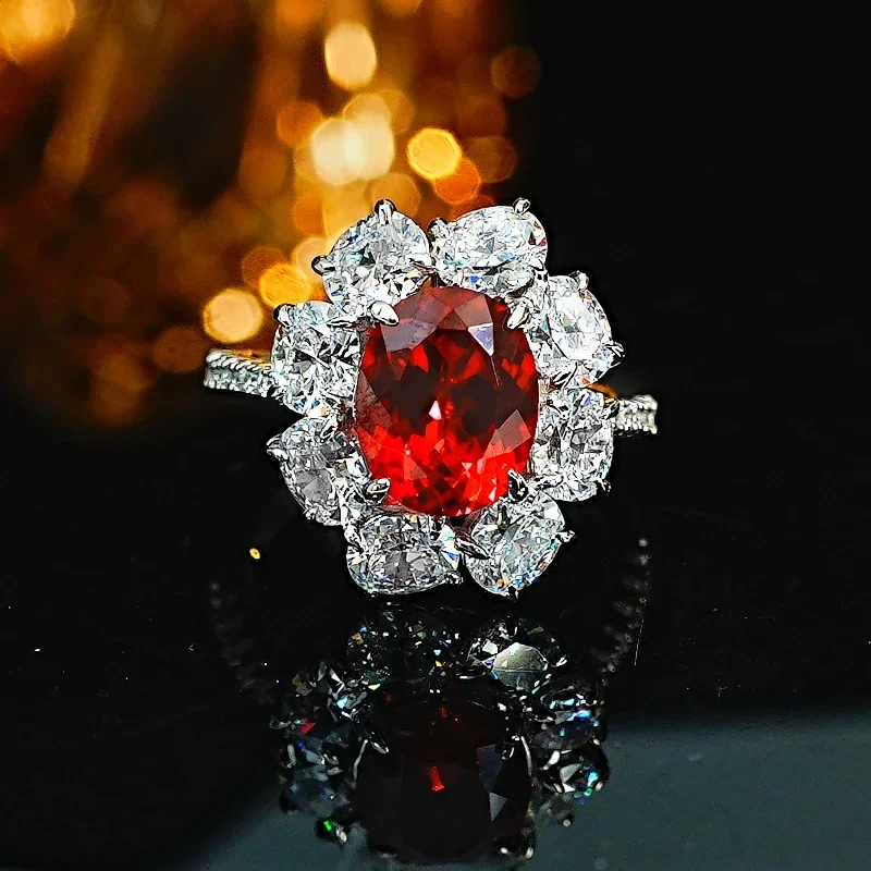 New Red Treasure Flower 925 High Carbon Diamond Silver Ring Set, Retro European and American Style
New Red Treasure Flower 925 High Carbon Diamond Silver Ring Set, Retro European and American Style