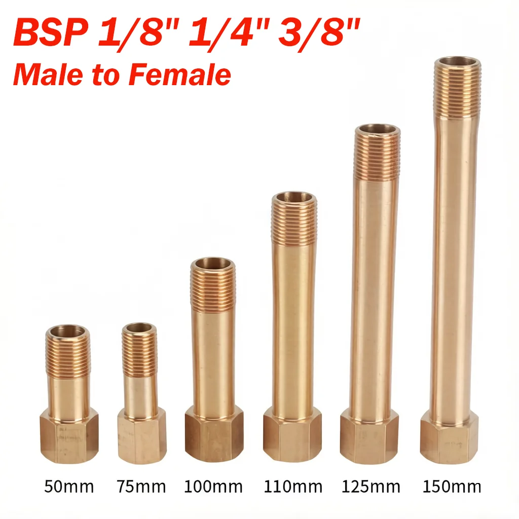 1/8" 1/4" 3/8" BSP Brass Threaded Fitting Male to Female Copper Coupler Adapter Pipe Joint Connectors Length 50-150mm
1/8" 1/4" 3/8" BSP Brass Threaded Fitting Male to Female Copper Coupler Adapter Pipe Joint Connectors Length 50-150mm