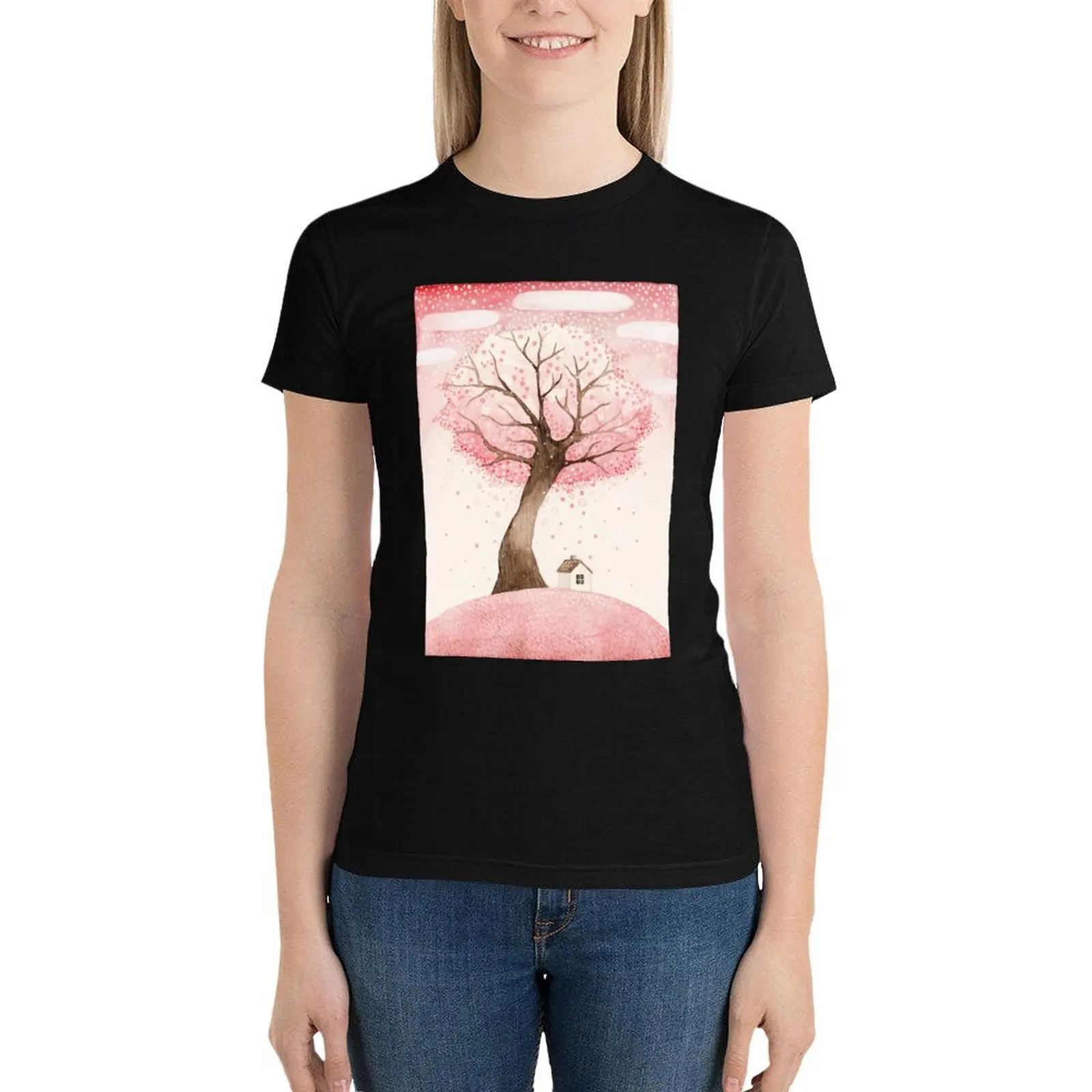 Sakura snow T-Shirt female summer clothes summer top t-shirts for Women graphic tees
Sakura snow T-Shirt female summer clothes summer top t-shirts for Women graphic tees