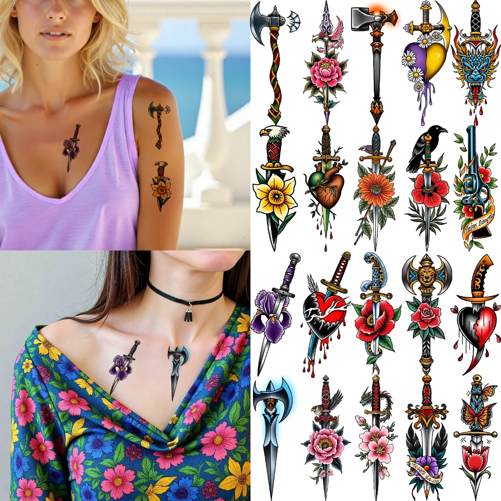 9pcs Temporary Tattoo Heart Tattoos New School Traditional Floral Tattoos Crow Tattoos Waterproof Long-lasting Body Stickers For
9pcs Temporary Tattoo Heart Tattoos New School Traditional Floral Tattoos Crow Tattoos Waterproof Long-lasting Body Stickers For