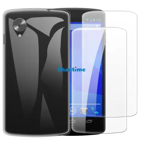 Soft Case + 2 Pack Tempered Glass Screen Protectors for LG Nexus 5,Google Nexus 5 Full-Body Protection
