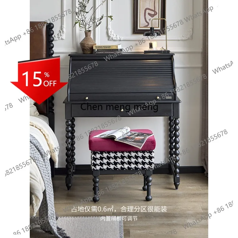 E153 French retro roller shutter organ dresser medium antique solid wood small black makeup table bedroom
E153 French retro roller shutter organ dresser medium antique solid wood small black makeup table bedroom