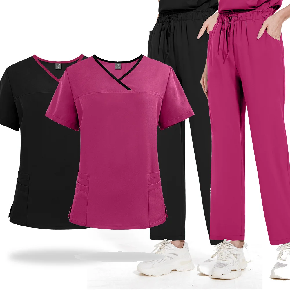 Comfort-Fit Color Block Scrub Set: 2-Piece Unisex Nursing Uniform with Short Sleeves & Straight Pants
Comfort-Fit Color Block Scrub Set: 2-Piece Unisex Nursing Uniform with Short Sleeves & Straight Pants