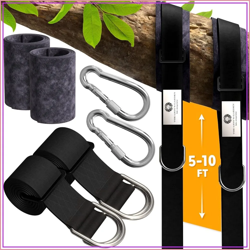 Tree Swing Straps 2 Pack – Adjustable 5-10 ft, Heavy Duty Hammock Straps with Carabiners & Tree Protectors, Up to 3376 Lbs
Tree Swing Straps 2 Pack – Adjustable 5-10 ft, Heavy Duty Hammock Straps with Carabiners & Tree Protectors, Up to 3376 Lbs