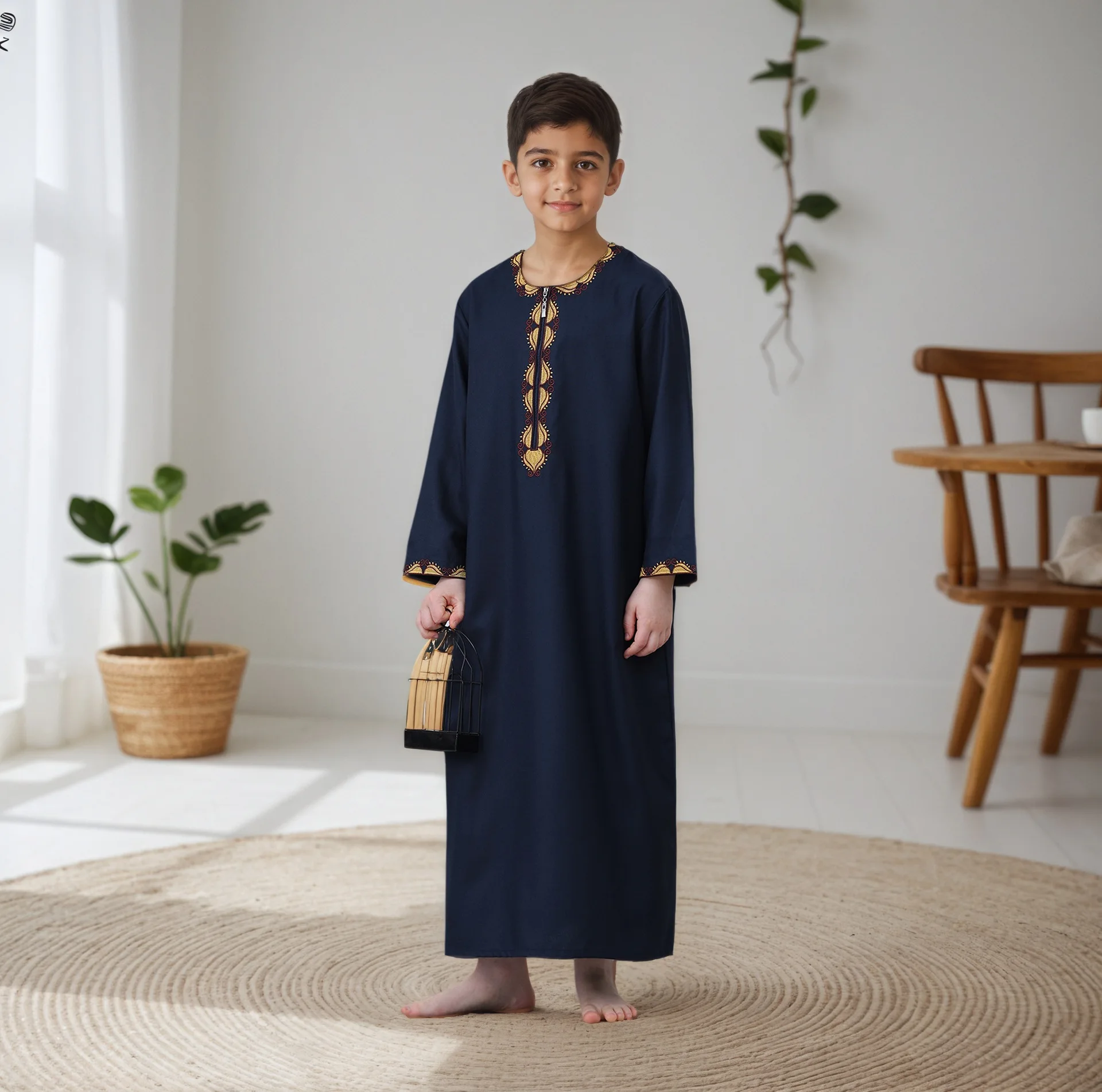 Kids Long Sleeve Islamic Thobe Boys Ethnic Neck Embroidery Design Soft Breathable Arab Jubba Robe For Eid Al Fitr Daily Casual
Kids Long Sleeve Islamic Thobe Boys Ethnic Neck Embroidery Design Soft Breathable Arab Jubba Robe For Eid Al Fitr Daily Casual