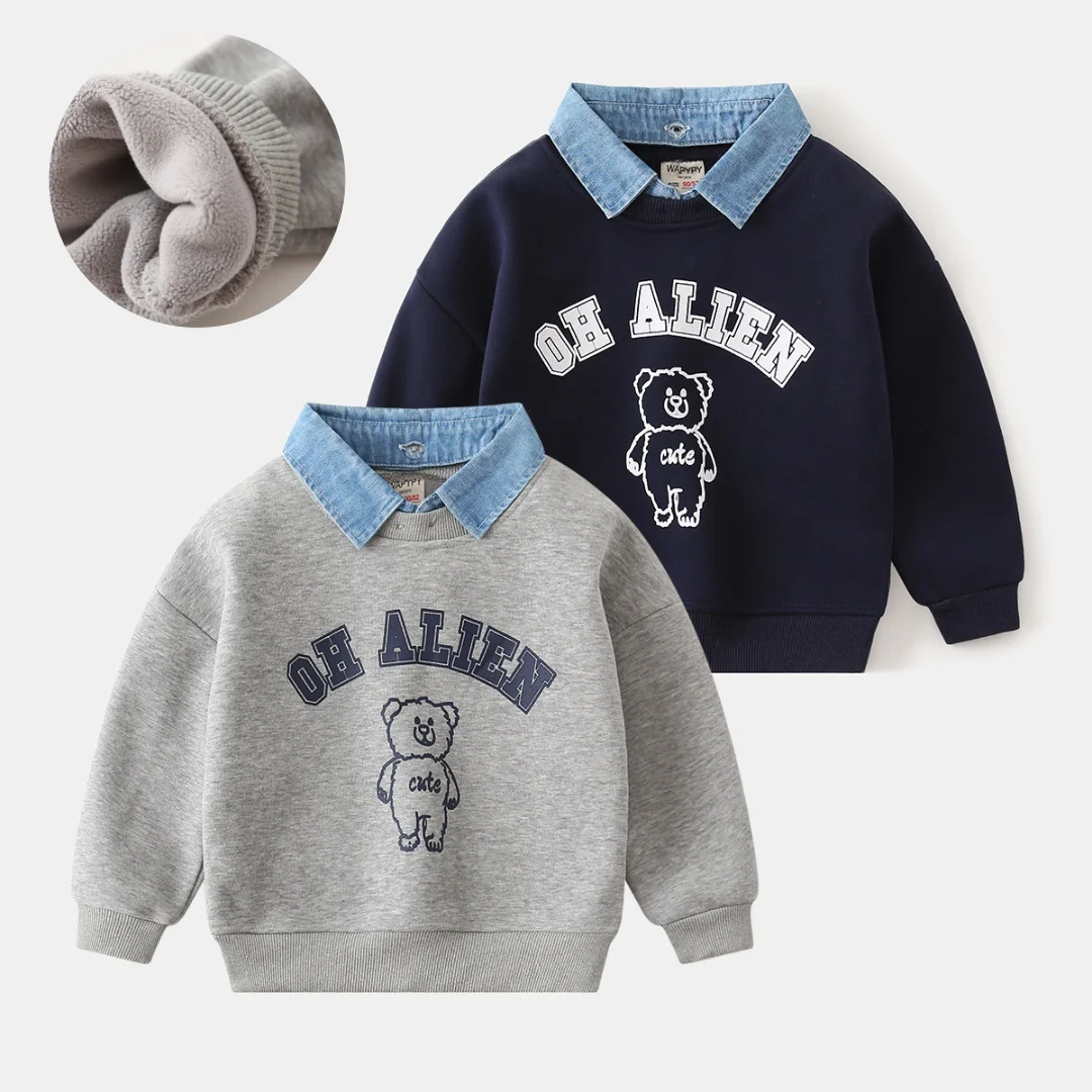 2025 New Style Kids Clothes Pullover Cotton Fake Two-Piece Sweatshirt 2-7Y Children Boys Girl Bear Print Casual Fleece Lined Top
2025 New Style Kids Clothes Pullover Cotton Fake Two-Piece Sweatshirt 2-7Y Children Boys Girl Bear Print Casual Fleece Lined Top
