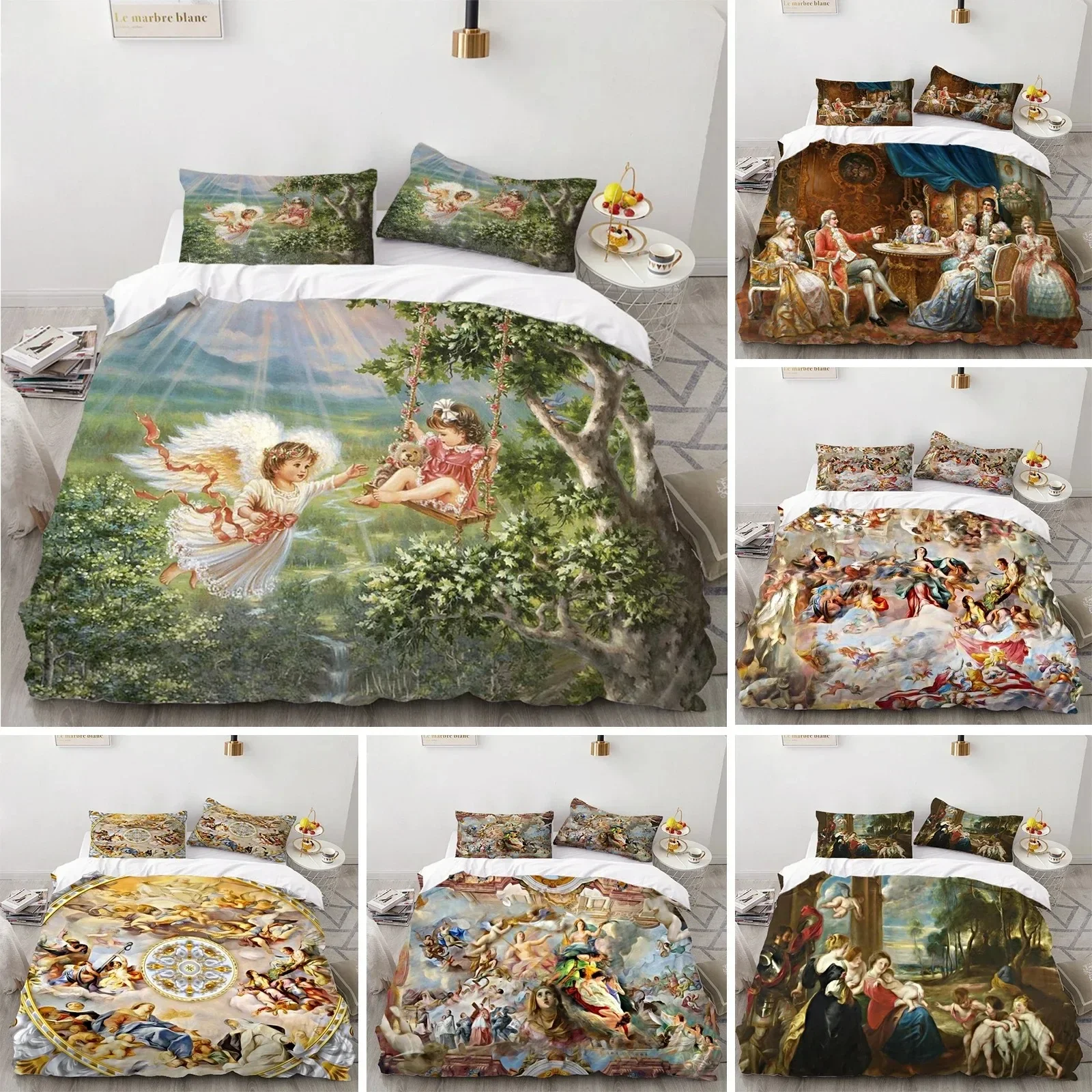 Angel Oil Painting Bedding Set Ancient Art Duvet Cover Cartoon Warm Bed Quilt Cover Kids Bedroom Bed Cover Set Green
Angel Oil Painting Bedding Set Ancient Art Duvet Cover Cartoon Warm Bed Quilt Cover Kids Bedroom Bed Cover Set Green