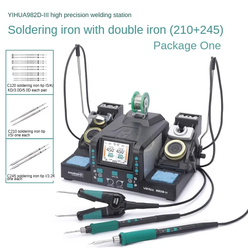 YIHUA 982D-III Precision Tweezers Soldering Iron C210 Station for SMT SMD Micro Component Rework Station with Auto Calibration
YIHUA 982D-III Precision Tweezers Soldering Iron C210 Station for SMT SMD Micro Component Rework Station with Auto Calibration