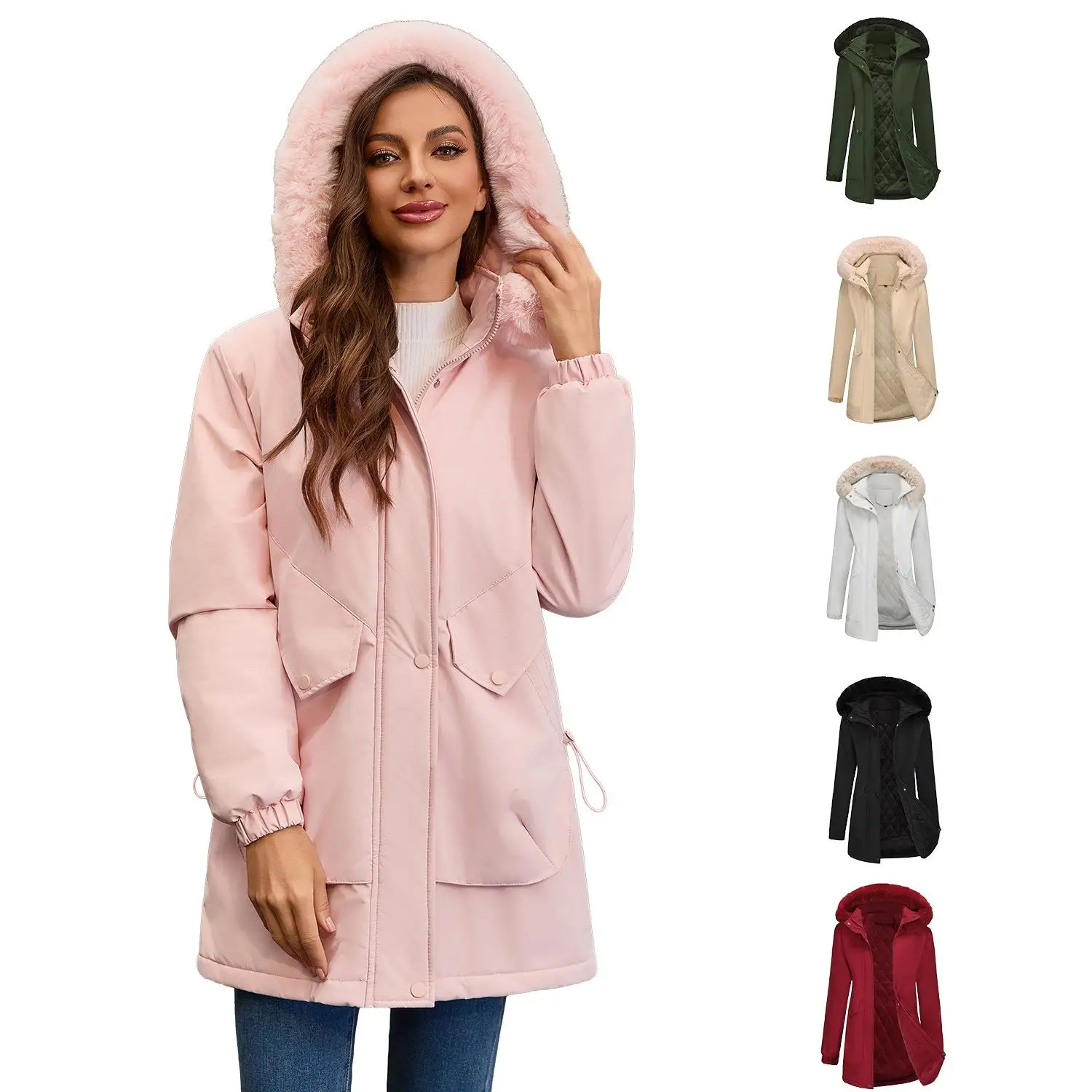 Fur Hooded Jaet Mid-Length Fce-Lined Korean Sle Coat with Big Fur Collar Thiened Cotton Clothes for Women
Fur Hooded Jaet Mid-Length Fce-Lined Korean Sle Coat with Big Fur Collar Thiened Cotton Clothes for Women