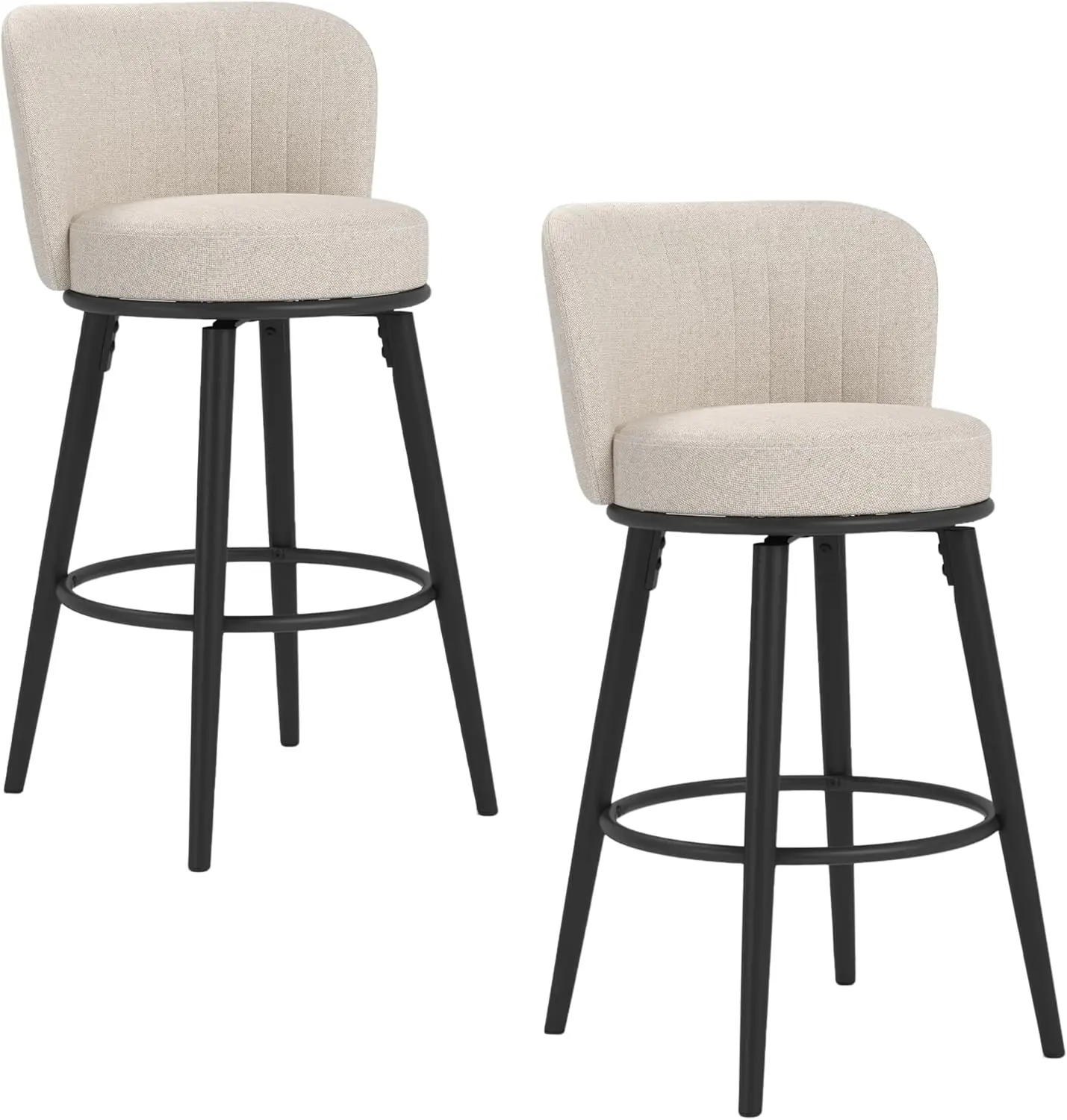 Swivel Bar Stools, 28" Seat Height Bar Stools Set of 2, Modern Design, Upholstered Barstools with Back and Footrest, Metal Le
Swivel Bar Stools, 28" Seat Height Bar Stools Set of 2, Modern Design, Upholstered Barstools with Back and Footrest, Metal Le