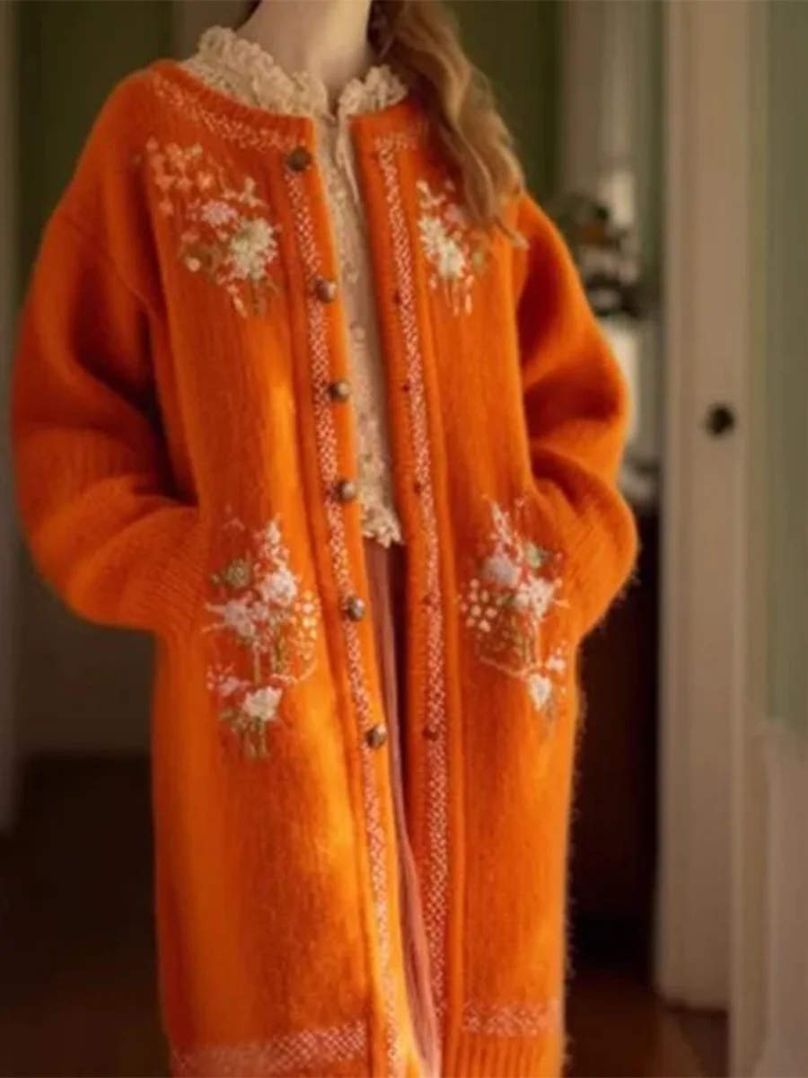 Осенне-зимний длинный плотный вязаный кардиган оранжевого цвета для женщин, свободный крой, утепленный, в стиле оверсайз
Осенне-зимний длинный плотный вязаный кардиган оранжевого цвета для женщин, свободный крой, утепленный, в стиле оверсайз