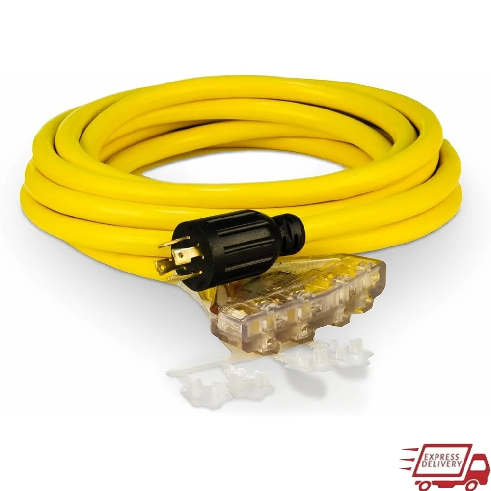 25ft 30A 125250V Generator Extension Cord L14-30P to 4x 20A Household Outlets Weather Resistant Flexible Power Connection
25ft 30A 125250V Generator Extension Cord L14-30P to 4x 20A Household Outlets Weather Resistant Flexible Power Connection