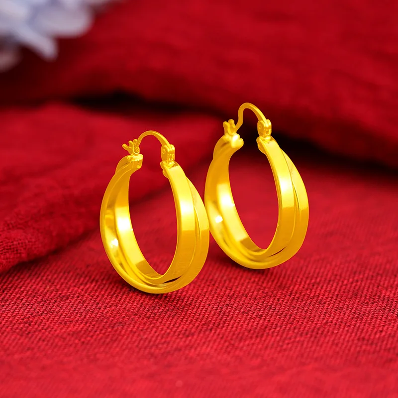 Стильные женские серьги-кольца двойного дизайна из золота 24K AU999 - Минималистичные двойные кольца, модные, в стиле 24K золота для женщин.
Стильные женские серьги-кольца двойного дизайна из золота 24K AU999 - Минималистичные двойные кольца, модные, в стиле 24K золота для женщин.