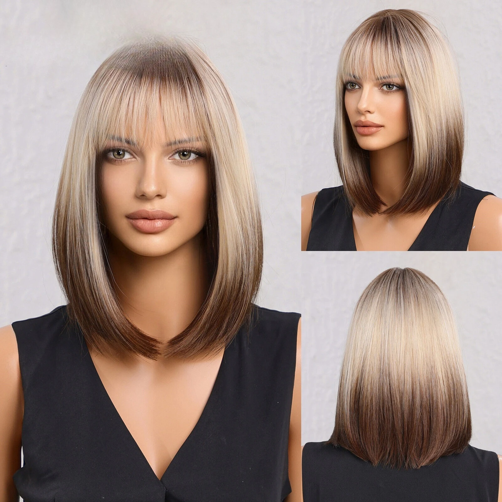 ALAN EATON Ombre Brown to Blonde Synthetic wigs Short Bob Wigs for Women Daily
ALAN EATON Ombre Brown to Blonde Synthetic wigs Short Bob Wigs for Women Daily