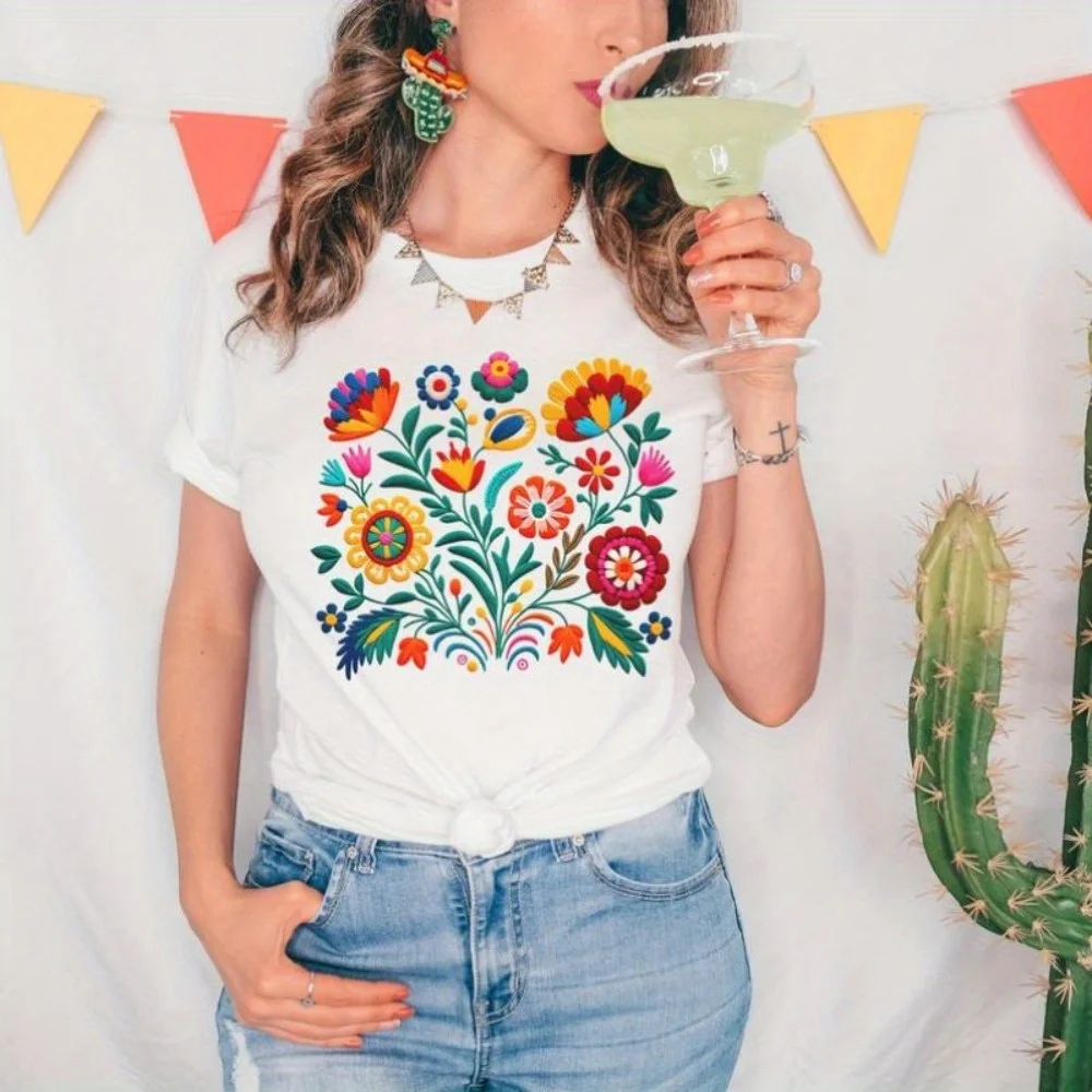 Mexican Folklore Flower tshirt, Floral T-shirt, Flower Lover Shirt, Mom Gift, Mexican Embroidery Flower Print, Regalo para Madre
Mexican Folklore Flower tshirt, Floral T-shirt, Flower Lover Shirt, Mom Gift, Mexican Embroidery Flower Print, Regalo para Madre