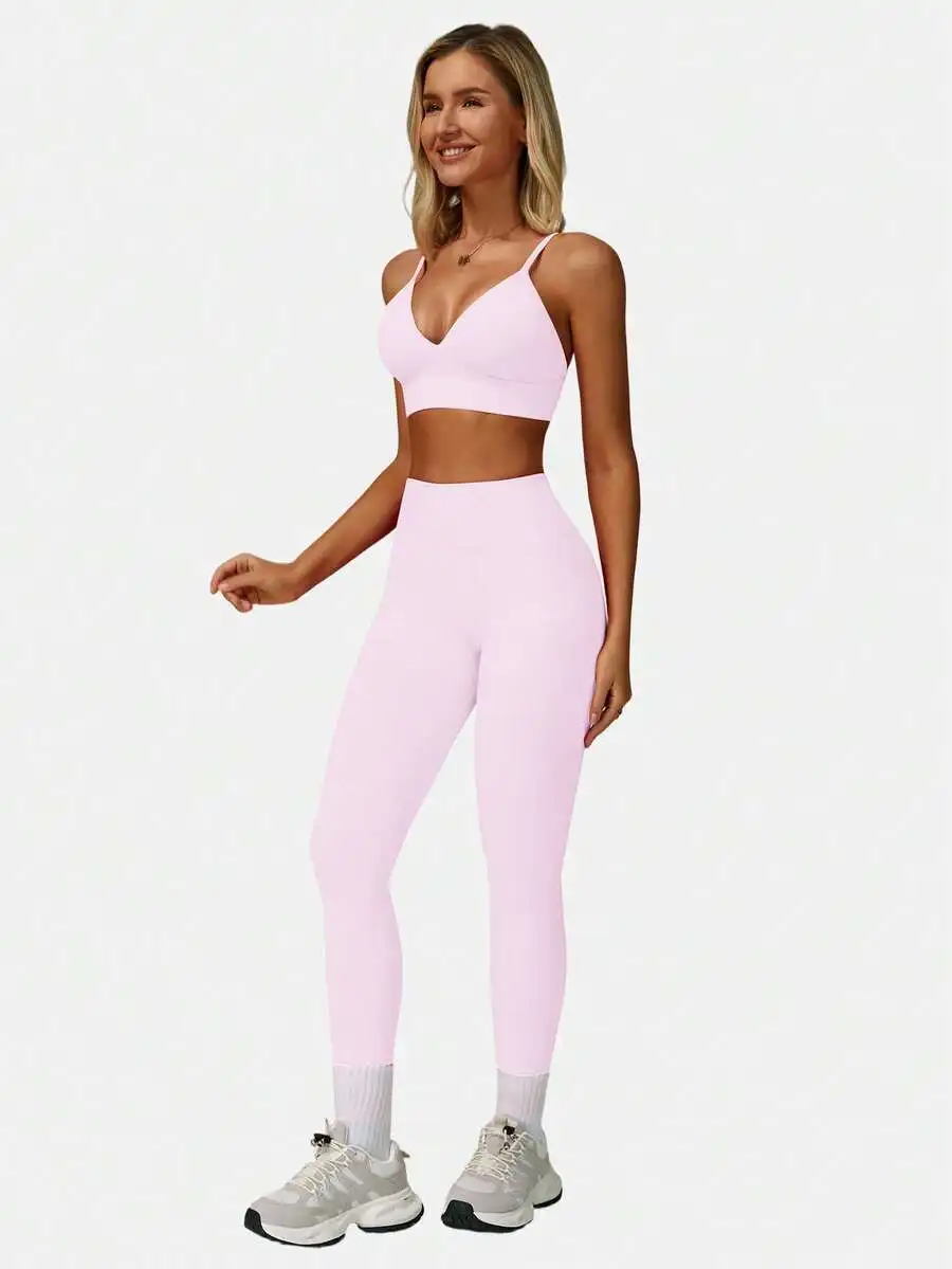 Women Seamless Elastic Solid Color Sports Bra And High Waist Tight Pants Set Yoga Running Outfit
Women Seamless Elastic Solid Color Sports Bra And High Waist Tight Pants Set Yoga Running Outfit