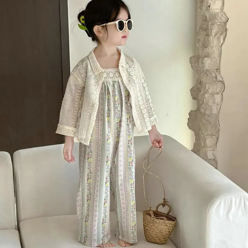 Children's Clothing Girls' Set Hollow Out Mesh Jacket Top with Floral Patterned Jumpsuit2025Summer New Fashion Foreign Trade
Children's Clothing Girls' Set Hollow Out Mesh Jacket Top with Floral Patterned Jumpsuit2025Summer New Fashion Foreign Trade