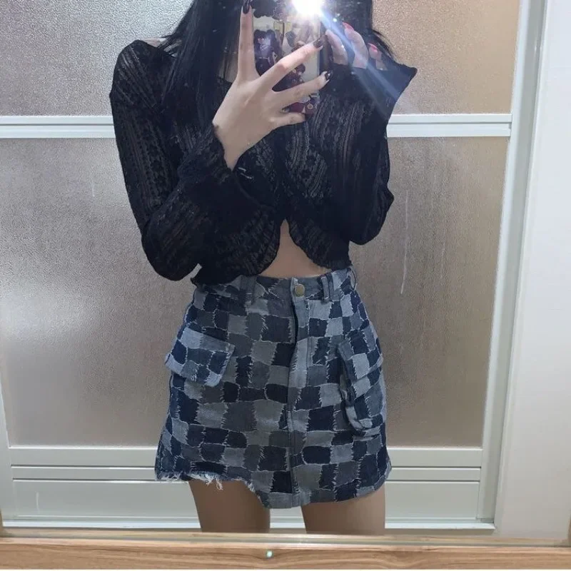 With Pocket Plaid Coquette Mini Short Female Jeans Skirts High Waist Women's Denim Skirt Sexy V Streetwear Y2k Vintage Modest
With Pocket Plaid Coquette Mini Short Female Jeans Skirts High Waist Women's Denim Skirt Sexy V Streetwear Y2k Vintage Modest