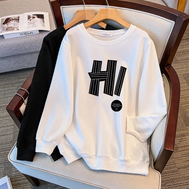 175 кг плюс размер, женский бюст 170, осенний свободный свитшот с круглым вырезом и длинными рукавами, черный, белый цвет, 4XL, 5XL, 6XL, 7XL, 8XL, 9XL 
175 кг плюс размер, женский бюст 170, осенний свободный свитшот с круглым вырезом и длинными рукавами, черный, белый цвет, 4XL, 5XL, 6XL, 7XL, 8XL, 9XL