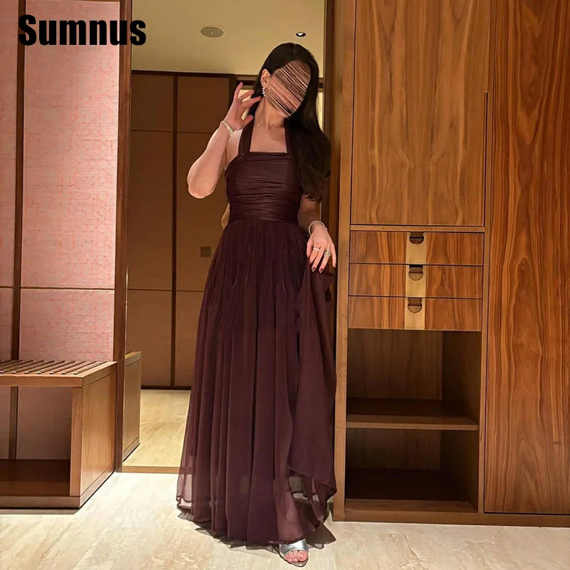 Sumnus Elegant A-Line Brown Evening Dresses Halter Floor-Length Formal Occasion Dresses فساتين سهرة Customized
Sumnus Elegant A-Line Brown Evening Dresses Halter Floor-Length Formal Occasion Dresses فساتين سهرة Customized