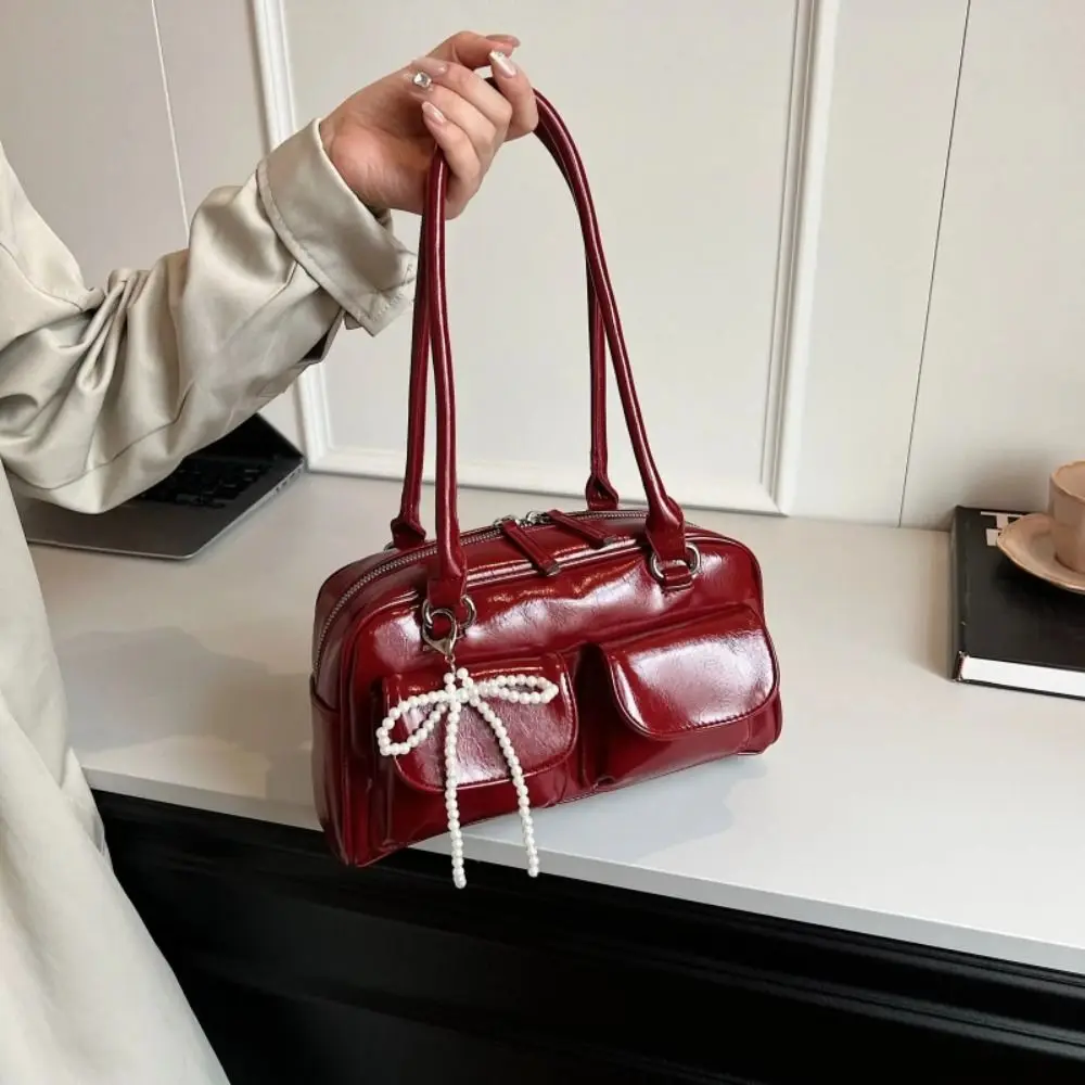 Korean Style PU Bowling Bag Handbag Solid Color Pocket Boston Tote Bag French Style Minority Design Underarm Bag Girls
Korean Style PU Bowling Bag Handbag Solid Color Pocket Boston Tote Bag French Style Minority Design Underarm Bag Girls