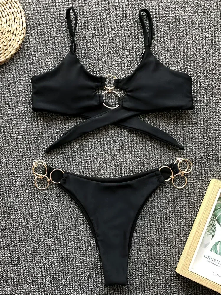 Metal Rings Bikinis Hollow Out Bikini Women Swimsuit Female Brazilian Swimwear Two Pieces Bikini Set High Cut Bathing Suit Swim
Metal Rings Bikinis Hollow Out Bikini Women Swimsuit Female Brazilian Swimwear Two Pieces Bikini Set High Cut Bathing Suit Swim