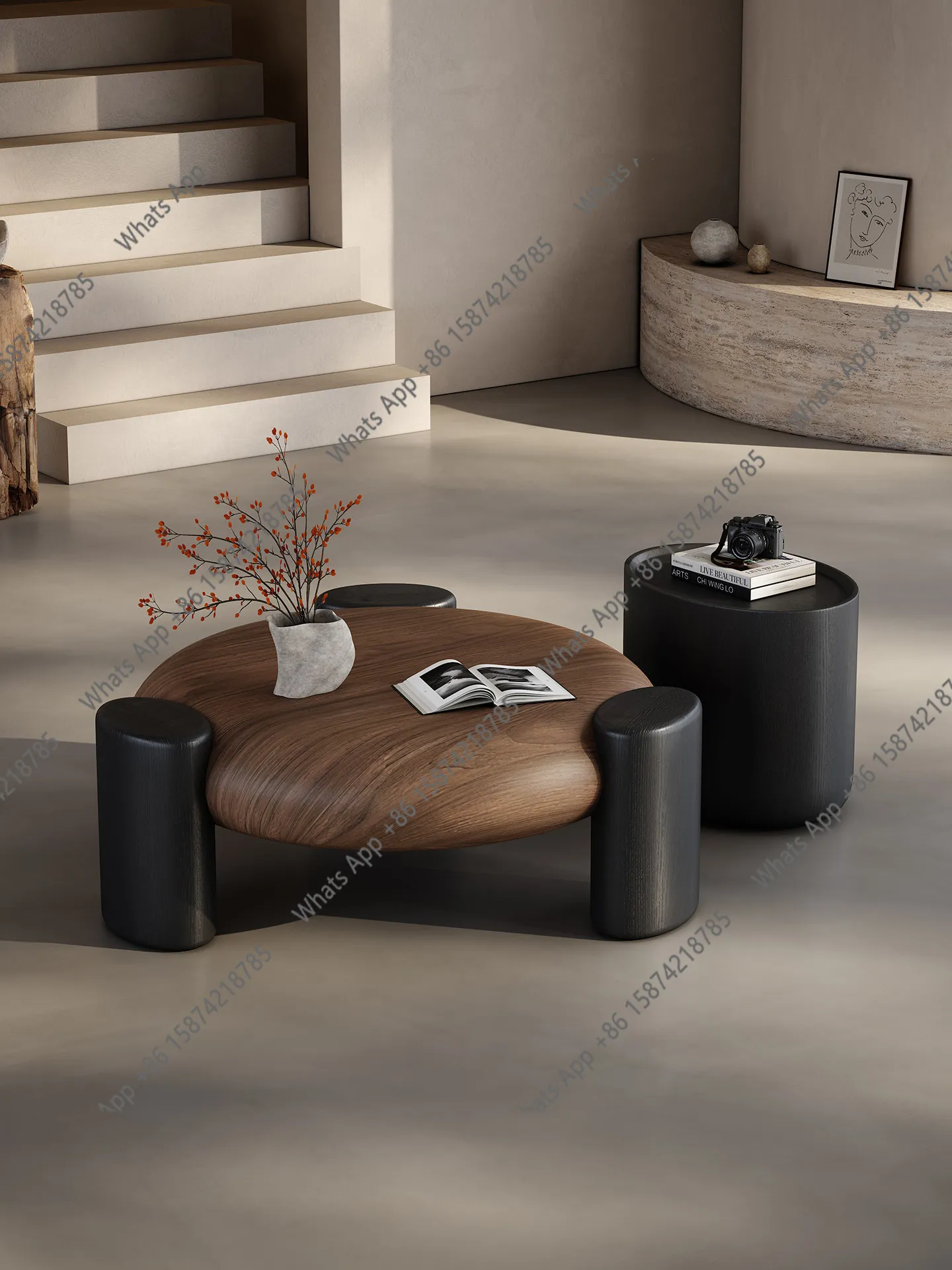 Medieval style round coffee table living room home high-end walnut creative designer Italian minimalist round coffee table
Medieval style round coffee table living room home high-end walnut creative designer Italian minimalist round coffee table