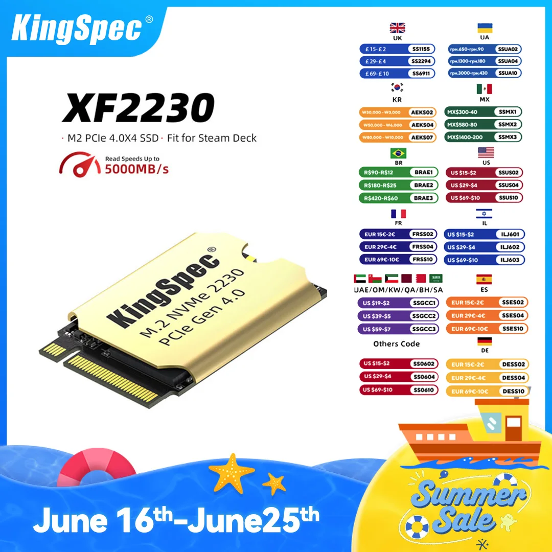 KingSpec 2230 PCIe4.0 2 ТБ SSD M2 NVMe 1 ТБ Жесткий диск M.2 22 30 Нмve M2 Жесткий диск Внутренний диск для Steam Deck ROG Ally
KingSpec 2230 PCIe4.0 2 ТБ SSD M2 NVMe 1 ТБ Жесткий диск M.2 22 30 Нмve M2 Жесткий диск Внутренний диск для Steam Deck ROG Ally