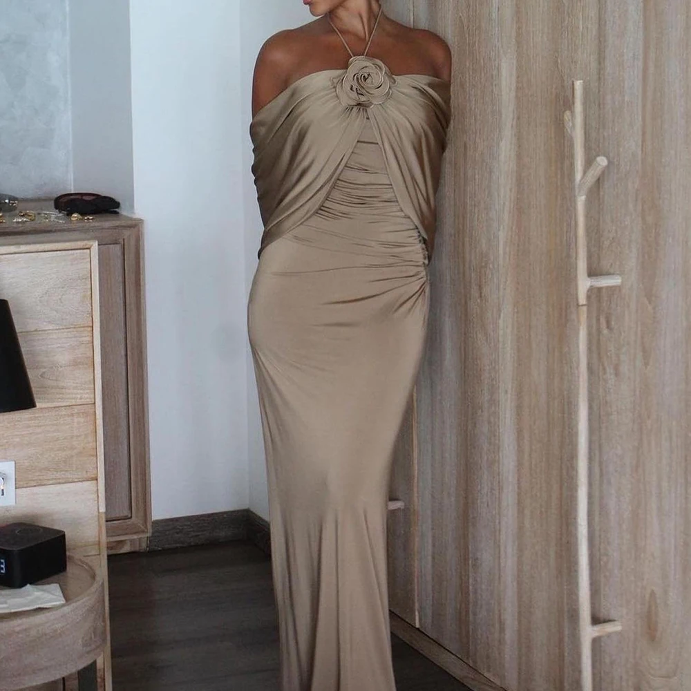 Customized Fashion Straight Floor Length Halter Jersey Sleeveless Pleats Evening Dress Classic Photo Color vestidos para mujer
Customized Fashion Straight Floor Length Halter Jersey Sleeveless Pleats Evening Dress Classic Photo Color vestidos para mujer