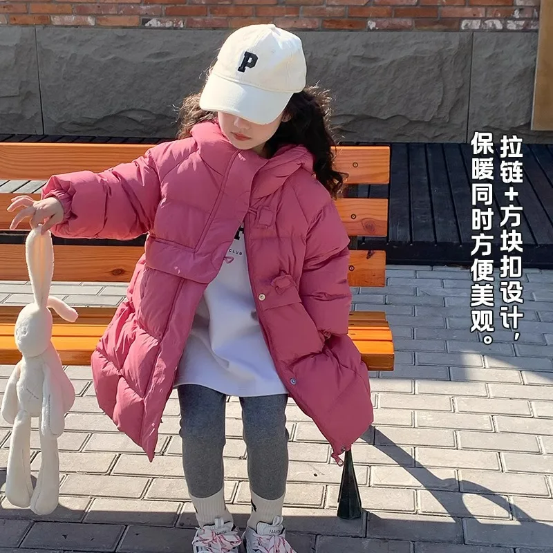 Off season girls' mid to long down jacket, new children's hooded jacket, baby winter clothing, thickened warm top
Off season girls' mid to long down jacket, new children's hooded jacket, baby winter clothing, thickened warm top