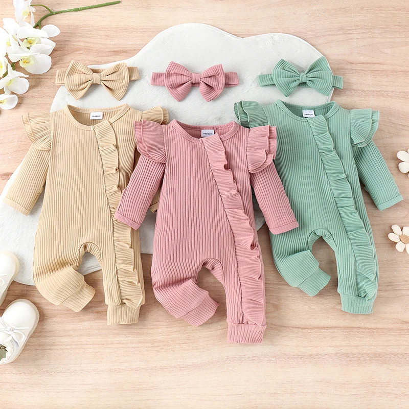 Spring Autumn Newborn Baby Romper Cotton Solid Soft Infant Jumpsuit With Headband Girl Baby Long Sleeve Ruffled Ribbed Clothing
Spring Autumn Newborn Baby Romper Cotton Solid Soft Infant Jumpsuit With Headband Girl Baby Long Sleeve Ruffled Ribbed Clothing