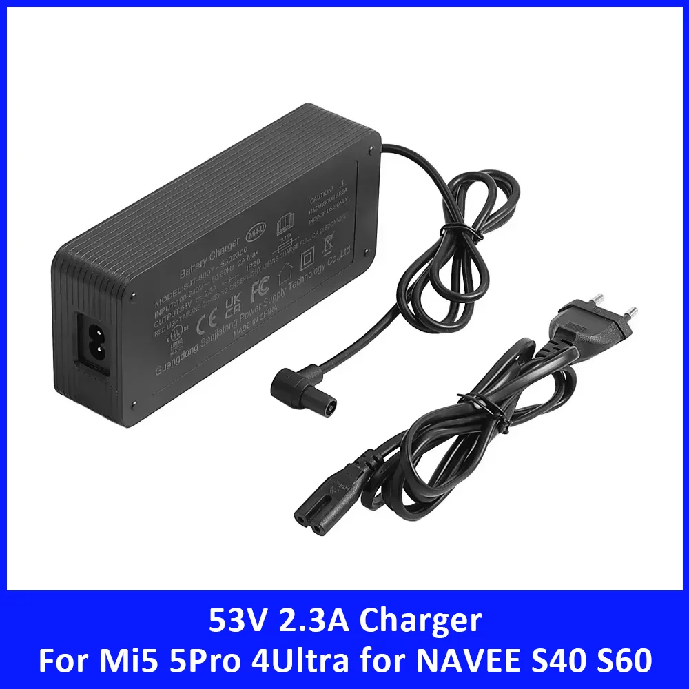 53V 2.3A Charging Adapter for Xiaomi 5 5Pro 4 Pro 2nd Gen 4Ultra for NAVEE S40 S60 S65 N65i Scooter Power Supply Charger Replace
53V 2.3A Charging Adapter for Xiaomi 5 5Pro 4 Pro 2nd Gen 4Ultra for NAVEE S40 S60 S65 N65i Scooter Power Supply Charger Replace