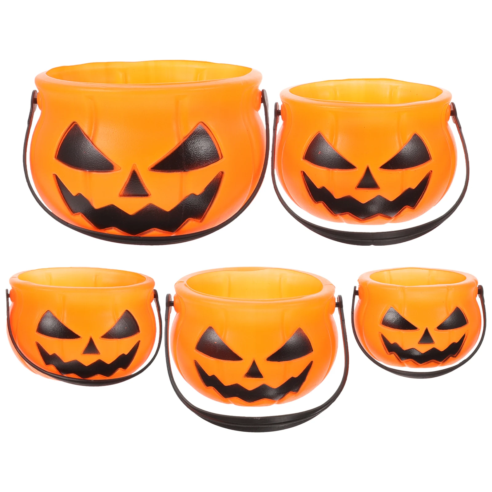 5 Pcs Pumpkin Bucket Plastic Children's Portable Halloween Buckets for Candy Sweet Trick Treat 
5 Pcs Pumpkin Bucket Plastic Children's Portable Halloween Buckets for Candy Sweet Trick Treat