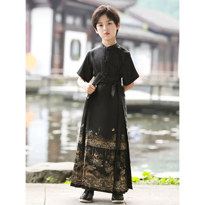 2026 New Boys Hanfu Mamian Skirt Set Summer High Grade Chinese Style Tang Costume
2026 New Boys Hanfu Mamian Skirt Set Summer High Grade Chinese Style Tang Costume