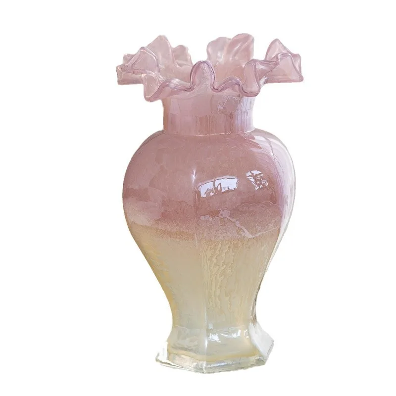 Vase ornament pink flower arrangement decorative dining table glass home retro light luxury glass French style
Vase ornament pink flower arrangement decorative dining table glass home retro light luxury glass French style