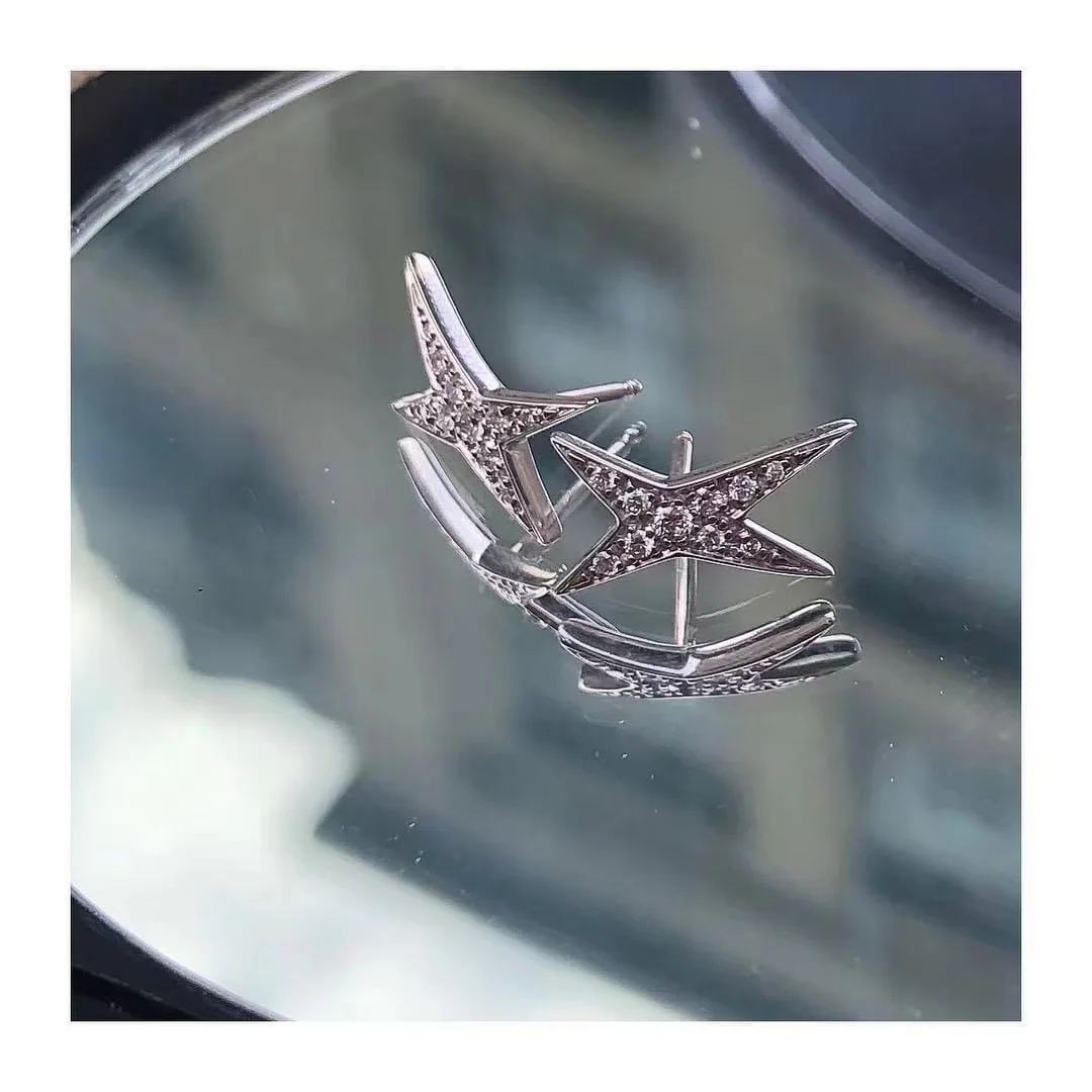 Fashionable French jewelry star stud earrings, 925 sterling silver plated with 18K gold, luxurious everyday jewelry for women.
Fashionable French jewelry star stud earrings, 925 sterling silver plated with 18K gold, luxurious everyday jewelry for women.