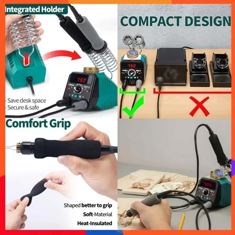 Паяльные станции с 2 ручками, сплошной и проволочным наконечником, диапазон температур, цифровой светодиодный дисплей, 20 советов для печатных плат, ювелирных изделий и пирографии
Паяльные станции с 2 ручками, сплошной и проволочным наконечником, диапазон температур, цифровой светодиодный дисплей, 20 советов для печатных плат, ювелирных изделий и пирографии
