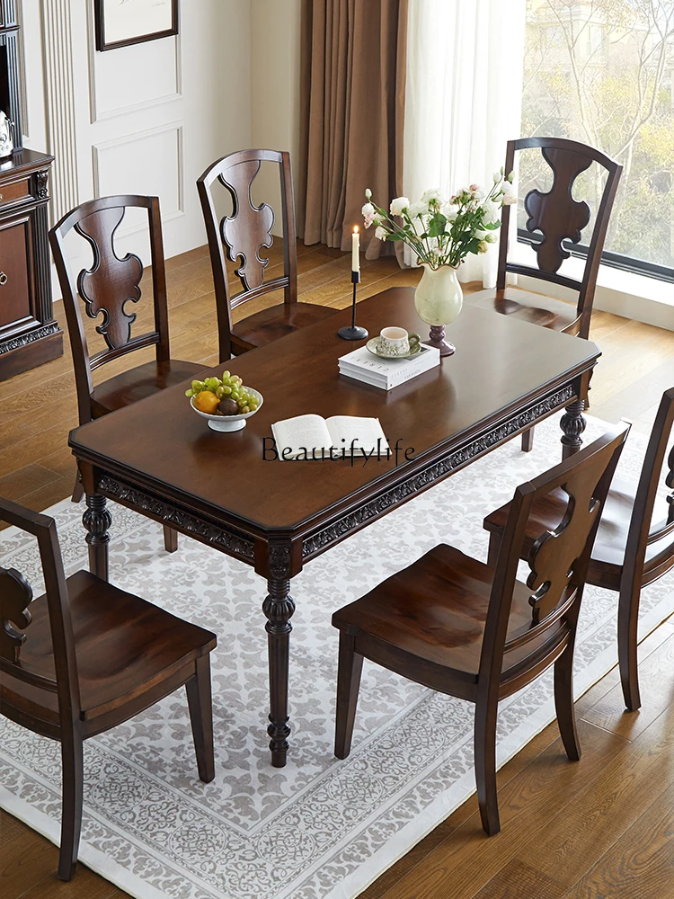 Pure solid wood dining table log rectangular large apartment restaurant household dining table
Pure solid wood dining table log rectangular large apartment restaurant household dining table