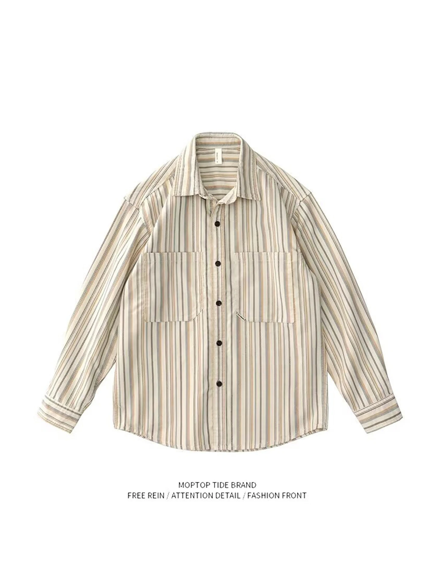 Mr. WH Retro Striped Long Sve Loose Casual Collar Men's irt Iron-Free Polyester Fiber Four Seasons Universal ex
Mr. WH Retro Striped Long Sve Loose Casual Collar Men's irt Iron-Free Polyester Fiber Four Seasons Universal ex