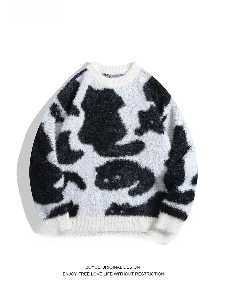 BOYUE Harajuku Lazy Color Blo Cow Fake Fur Knitted Sweater Couple Vintage Overhead Knitwear Men Women Casual Winter
BOYUE Harajuku Lazy Color Blo Cow Fake Fur Knitted Sweater Couple Vintage Overhead Knitwear Men Women Casual Winter