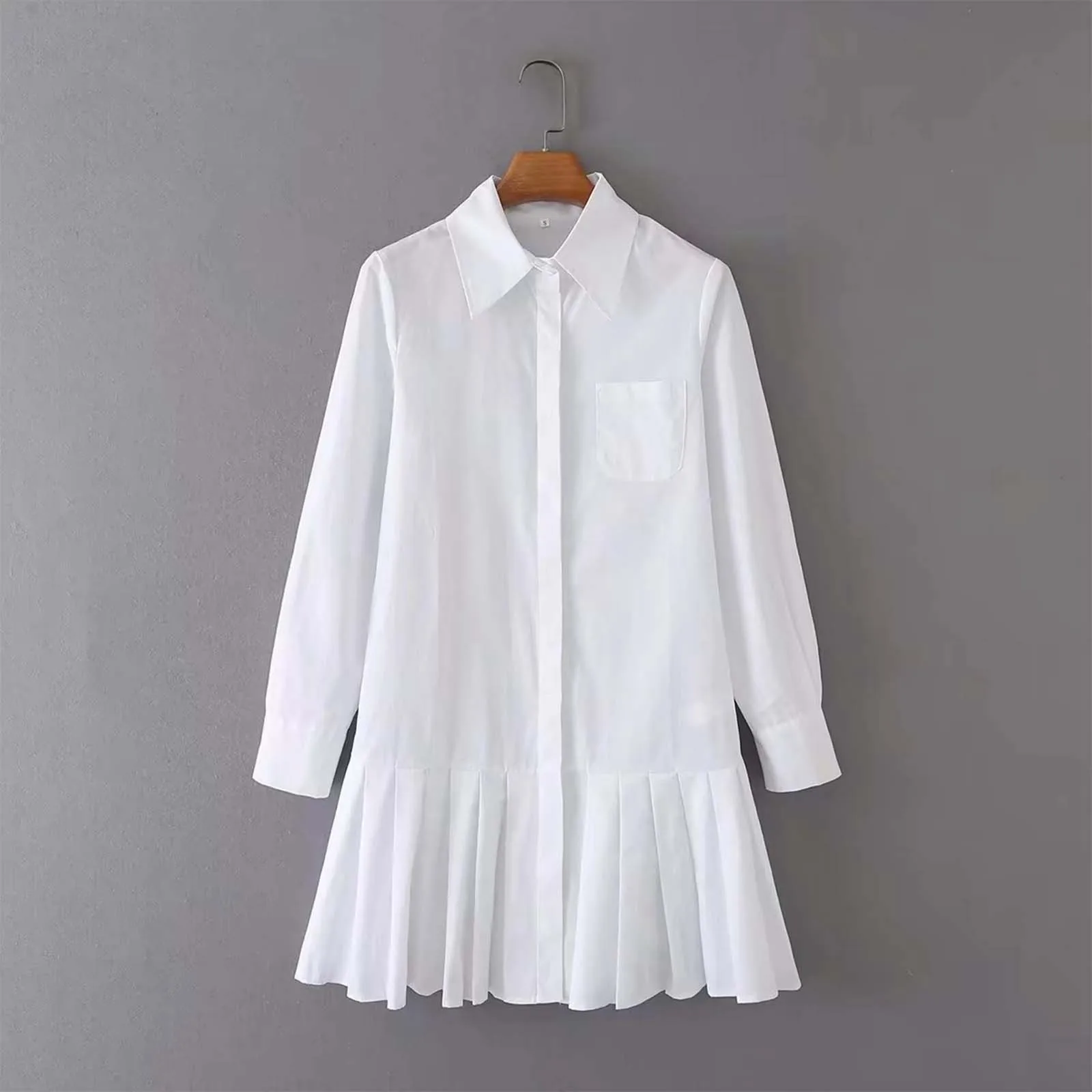 2024 Women'S Fashion Casual New Solid Color Lapel Single Pocket Long Sleeve Pleated Patchwork Shirt Skirt Sundress
2024 Women'S Fashion Casual New Solid Color Lapel Single Pocket Long Sleeve Pleated Patchwork Shirt Skirt Sundress