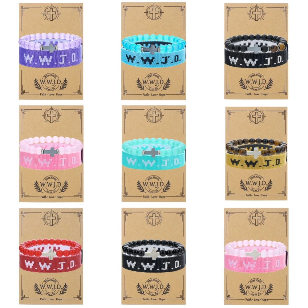 Retro Creative WWJD Letter 2-Piece Natural Stone Cross Hand-Woven Bracelet Punk Hip Hop Couple Card Bracelet 2-Piece Set
Retro Creative WWJD Letter 2-Piece Natural Stone Cross Hand-Woven Bracelet Punk Hip Hop Couple Card Bracelet 2-Piece Set