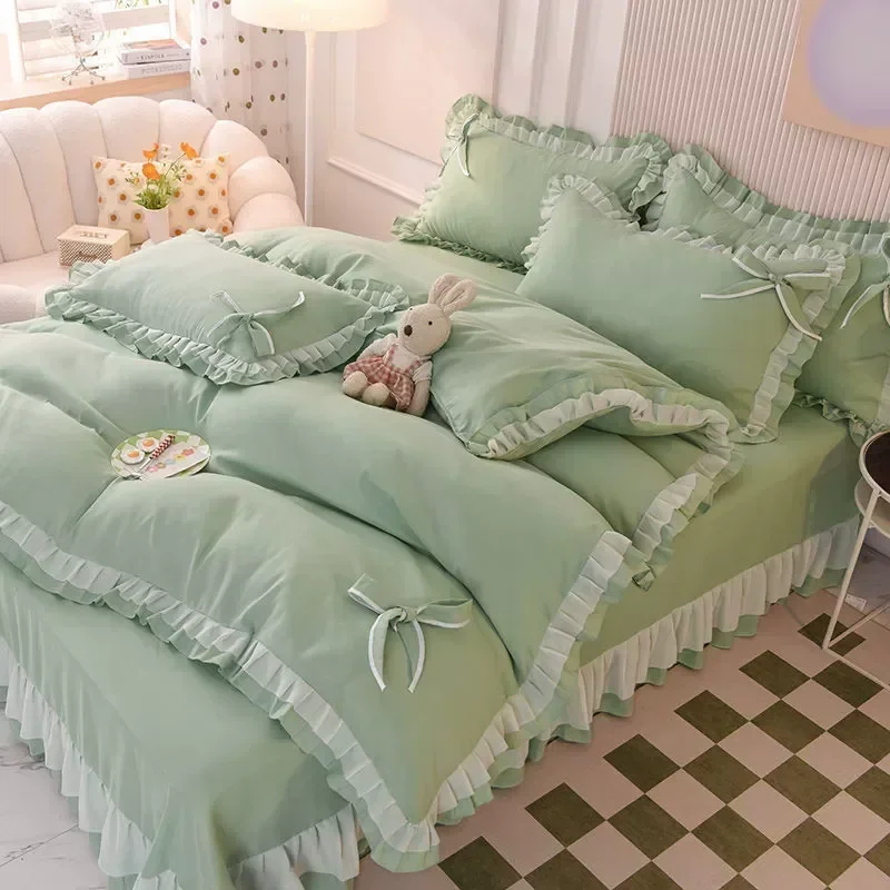 Purple Bedding Sets Kawaii Seersucker Bed Sheet Pillowcase Fashion Girl Princess Duvet Cover 4 Pieces Cute Home Decoration
Purple Bedding Sets Kawaii Seersucker Bed Sheet Pillowcase Fashion Girl Princess Duvet Cover 4 Pieces Cute Home Decoration