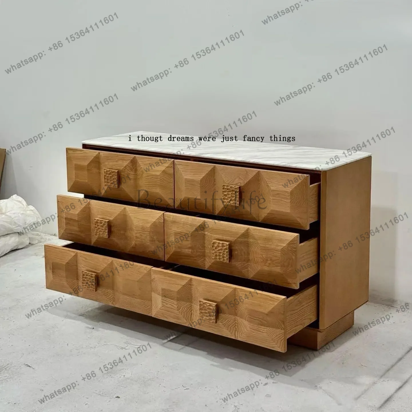 zj.Solid wood French medieval log style locker designer marble rhombus storage cabinet
zj.Solid wood French medieval log style locker designer marble rhombus storage cabinet
