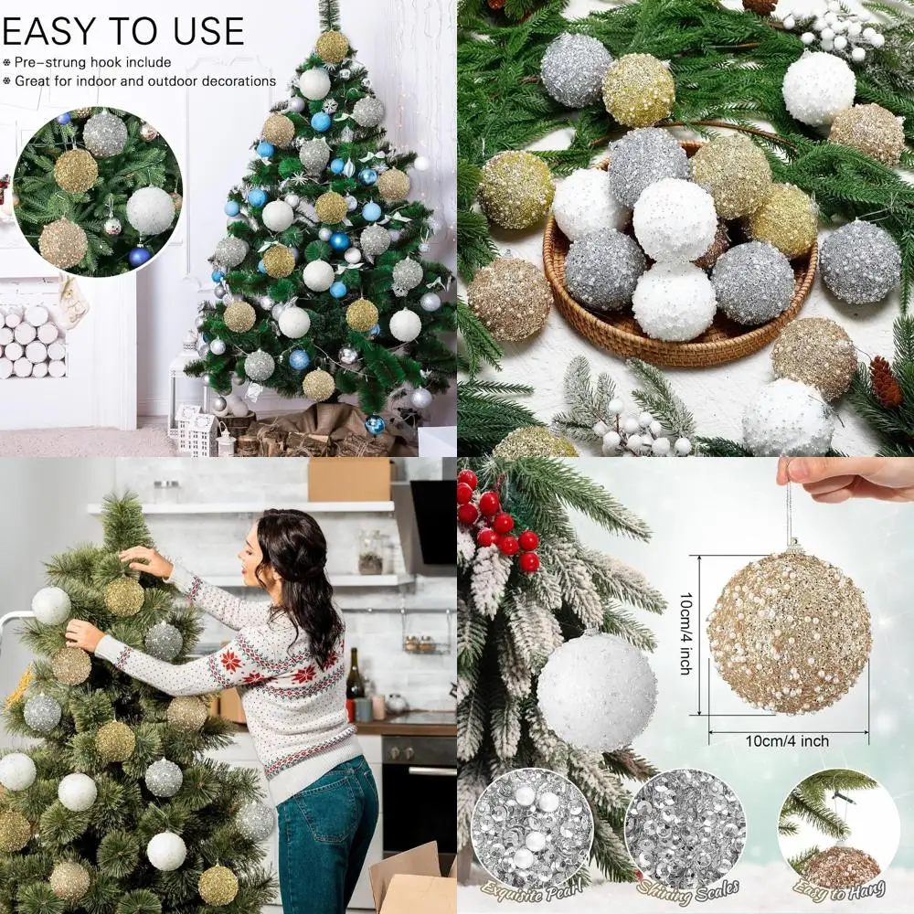 Набор блестящих рождественских шаров, 24 шт., объемные подвесные украшения с блестками для елки, вечеринки, праздника (золото, шампанское, серебро)
Набор блестящих рождественских шаров, 24 шт., объемные подвесные украшения с блестками для елки, вечеринки, праздника (золото, шампанское, серебро)