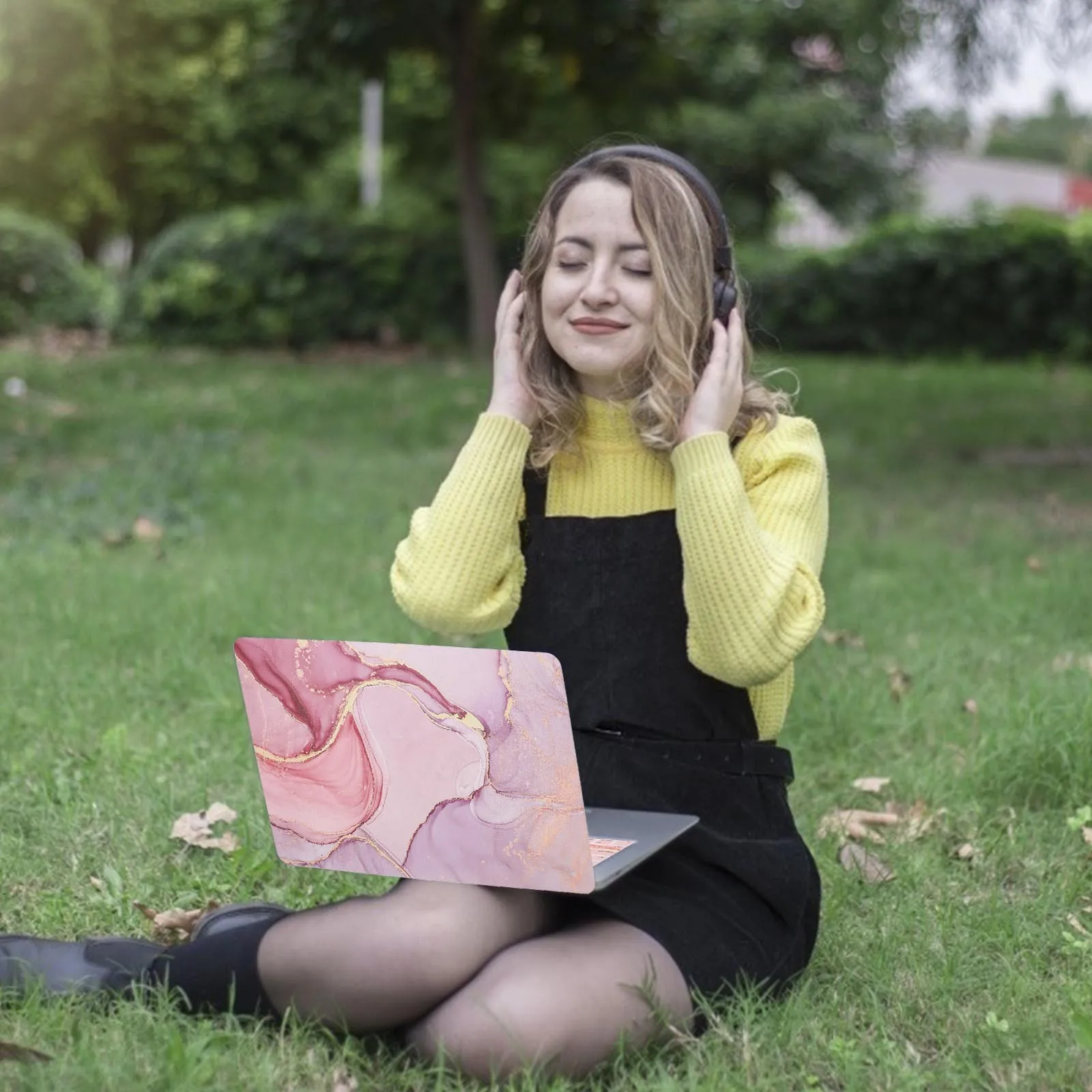 2Pcs Marbling Texture Laptop Case Durable Plastic Protective Shell Keyboard Cover Laptop Protector Anti-Scratch Cover