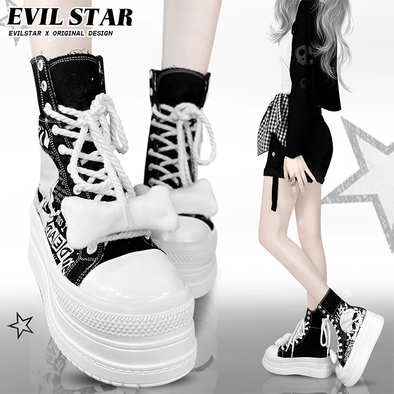 Dark Goth Style Canvas Shoes Original Two Wear Platform Black White Red Punk Hot Girl Lace-up Subculture Y2k Muffin Shoes Women
Dark Goth Style Canvas Shoes Original Two Wear Platform Black White Red Punk Hot Girl Lace-up Subculture Y2k Muffin Shoes Women