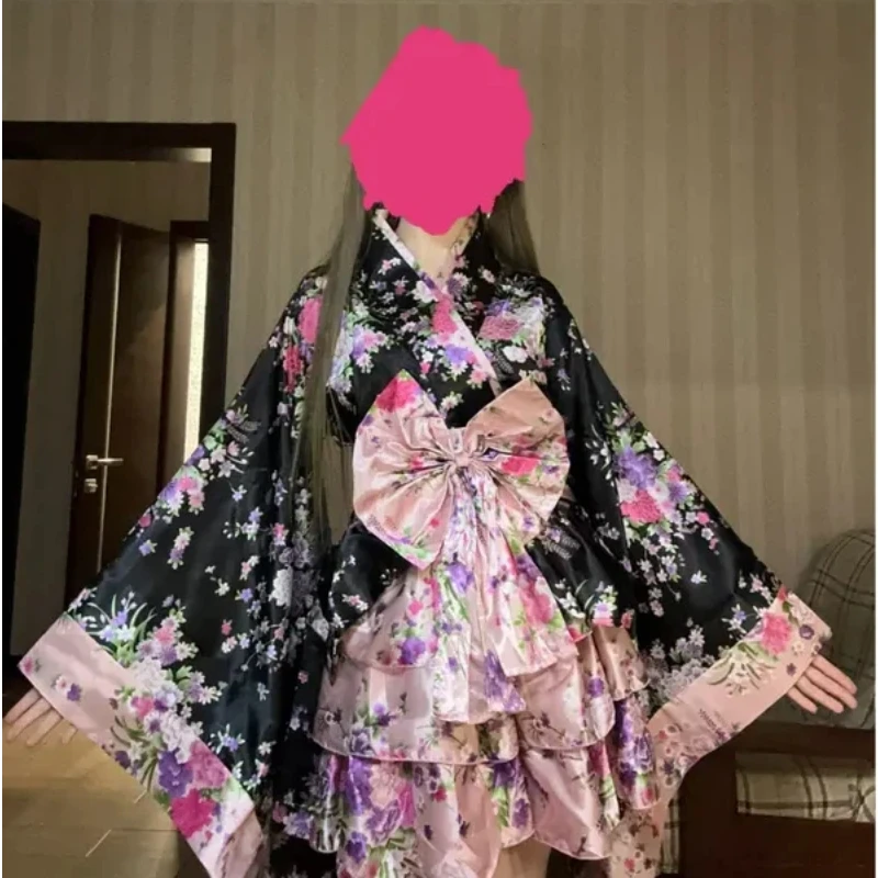 Sexy Layered Skirt Japanese Kimono Sakura Printed Lolita Pink Short Maid Costume Halloween Fancy Dress for Women
Sexy Layered Skirt Japanese Kimono Sakura Printed Lolita Pink Short Maid Costume Halloween Fancy Dress for Women