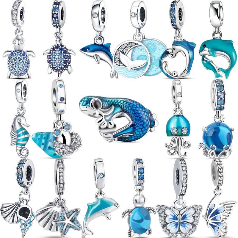 925 Silver Blue Jellyfish Gecko Hermit Crab Dolphin Starfish Pendant Fine Beads Fit Original Pandora Charms Bracelet DIY Jewelry
925 Silver Blue Jellyfish Gecko Hermit Crab Dolphin Starfish Pendant Fine Beads Fit Original Pandora Charms Bracelet DIY Jewelry